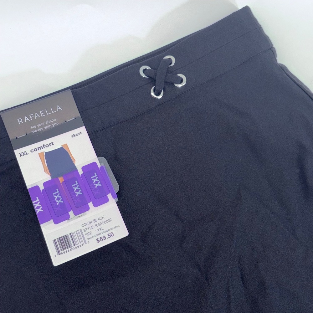 Rafaella Comfort Black Skort XXL Lace Up Grommet Detail NWT